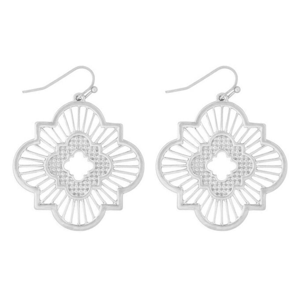 Riah fashion Moroccan Filagree silver earrings 